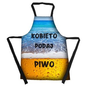 Fartuch kuchenny na prezent z nadrukiem Kobieto podaj piwo